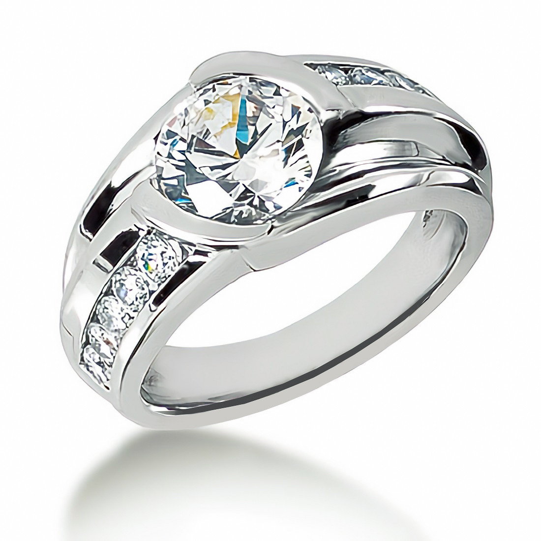 Mens 0.5 Carat Solitaire Diamond Ring | Unique Platinum Wedding Band 018258
